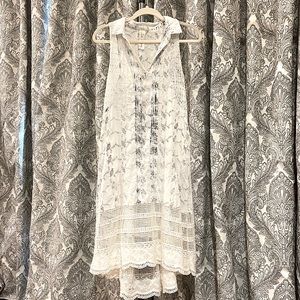 Aratta white and blue embroidered print dress